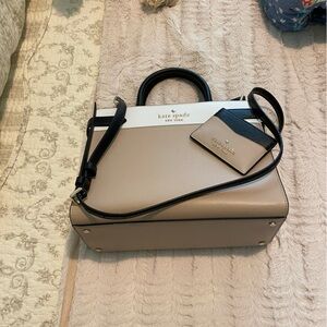 Kate Spade Tan and Black Satchel with matching wallet